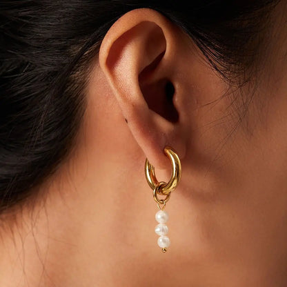 Anna Boucles d’Oreilles - Plaqué Or et Perles Blanches Inad Création