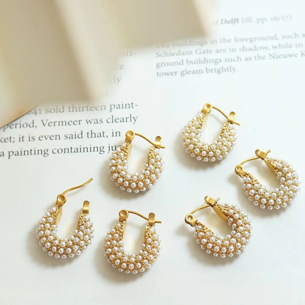 Inès Boucles d’Oreilles - Élégance perlée et plaqué or Inad Création
