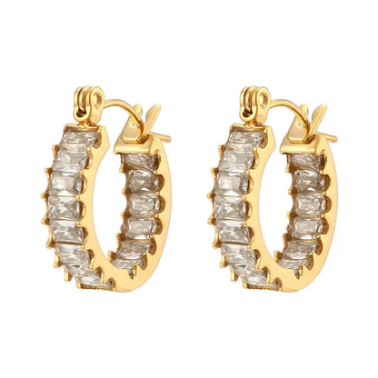 Kenya boucles d’oreilles - Créoles étincelantes en plaqué or et cristaux Inad Création