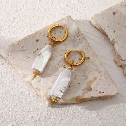 Sarah boucles d’oreilles - Élégance intemporelle avec perles naturelles et plaqué or Inad Création