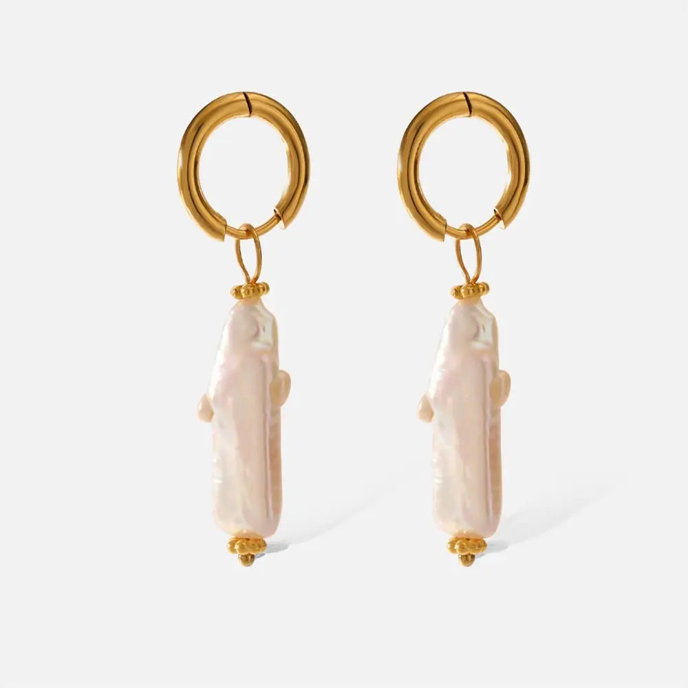 Sarah boucles d’oreilles - Élégance intemporelle avec perles naturelles et plaqué or Inad Création